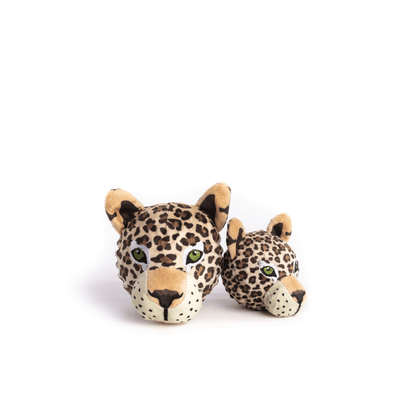 large 4" and small 3" brown spotted leopard faball®, beige nose, black eyes