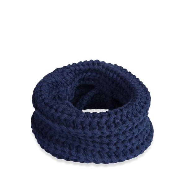 navy infinity scarf for dogs, 100% acrylic soft knit, hand wash