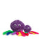 Large 4" and small 3" purple octopus faball® with rainbow colored arms