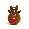 front facing  reindeer faball® brown fur, brown antlers, blue eyes, red nose with white 'glow' 