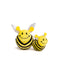 Large 4" next to a small 3" smiling, white winged, yellow and black striped bumble bee faball®