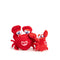 Large 4" and small 3" red crab faball® with claws in the air