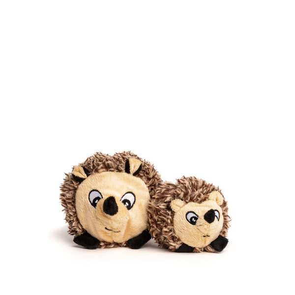 large 4" and small 3" Hedgehog faball®with brown fur, beige faces and upturned noses