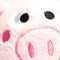close up of pink pig faball® with black and white eyes, rosy cheeks, a cute snout and pink ears