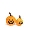 large 4" and small 3" orange pumpkin faball®  with a smiling jack-o-lantern face and a brown stem