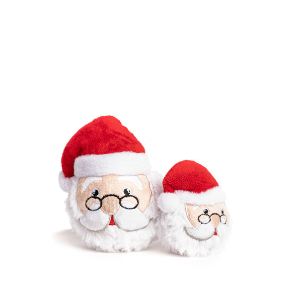 large 4" and small 3" santa faball® white mustache and beard, red hat , dark reading glasses