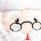 close up santa faball® white mustache and beard, red hat w/ white trim, black eyes, reading glasses